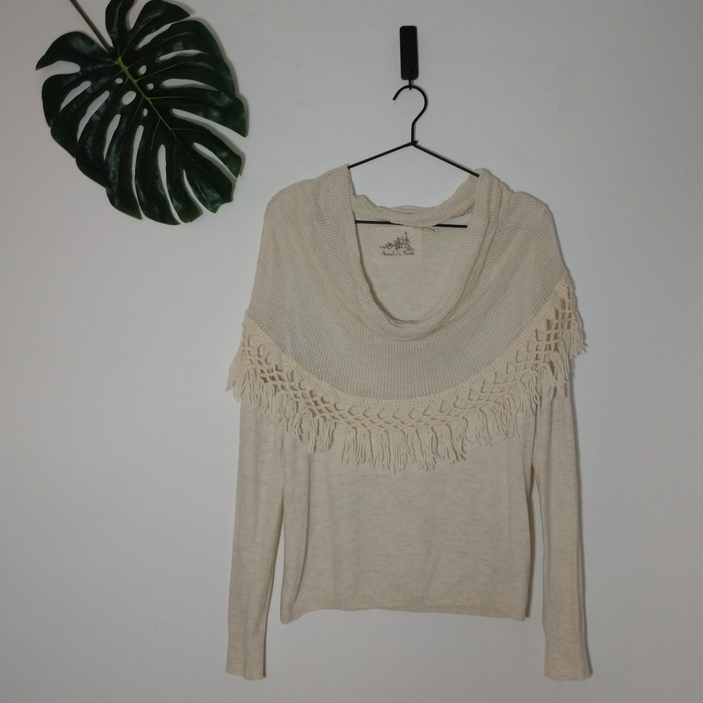 Anthro Angel of the North Fringed Cowlneck M